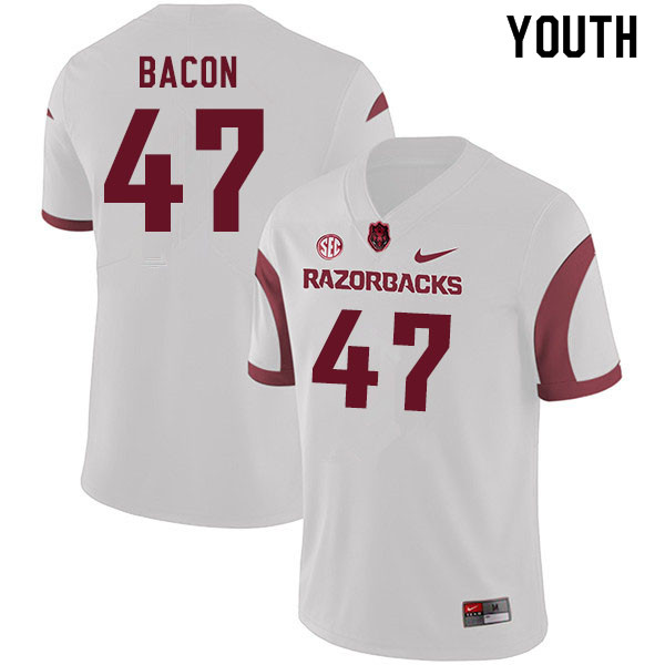 Youth #47 Reid Bacon Arkansas Razorbacks College Football Jerseys Sale-White